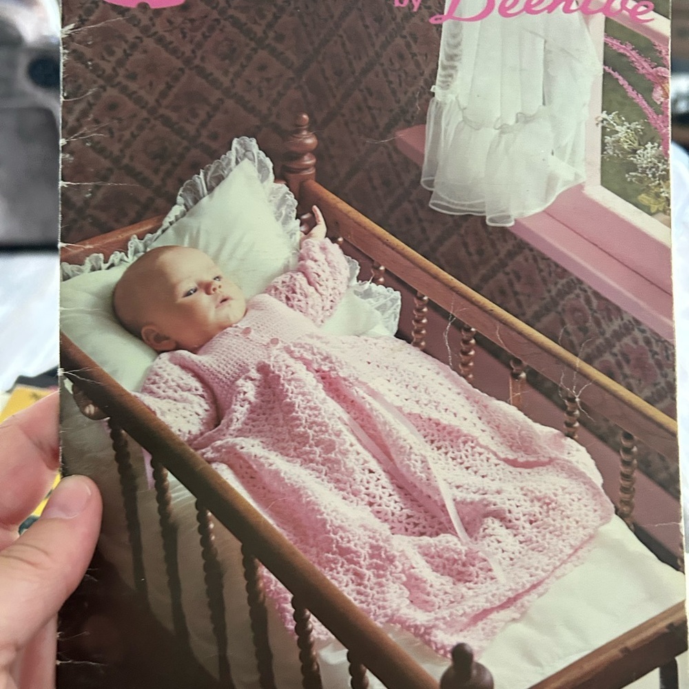 5/$25 Pink Baby Crochet Blanket, christening gown, dress, leggings 🪡